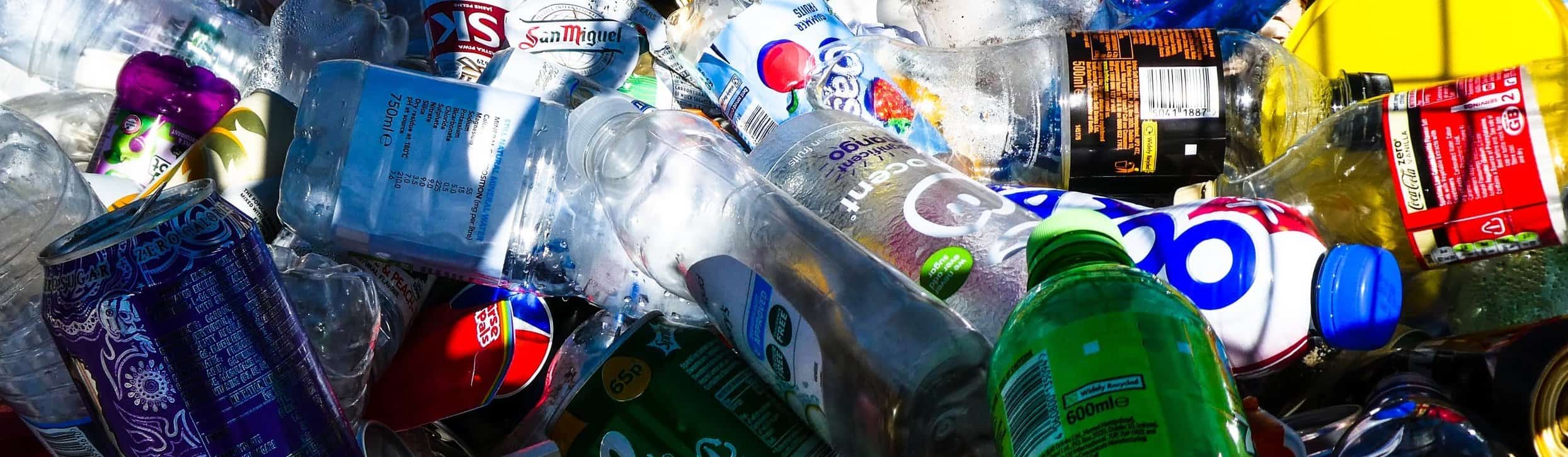 Waste with different plastic bottles