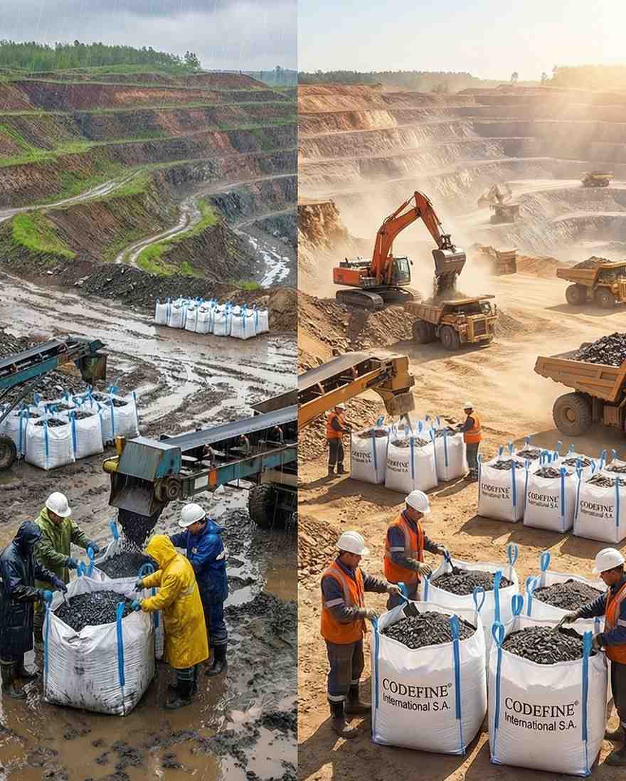 Bulk bags supporting aggregate and mineral transport in a mining environment