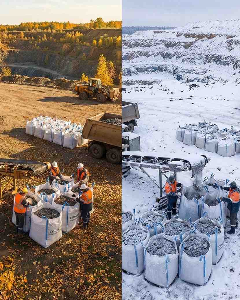 FIBC bags used for bulk material handling in mining operations across seasons